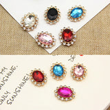 10pcs 21*26MM Oval Acrylic Rhinestone Buttons Snap Flat Back Wedding Hair Decor