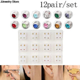 12Pairs Surgical Steel Earrings Set Piercing Tool Kit
