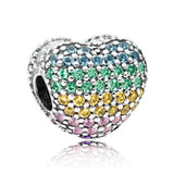 925 Silver Open Heart Pave Clip CZ Bracelet Necklace DIY