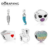 925 Silver Open Heart Pave Clip CZ Bracelet Necklace DIY