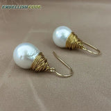Baroque Pearl Dangle Earrings, Fire Ball Style