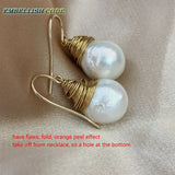 Baroque Pearl Dangle Earrings, Fire Ball Style