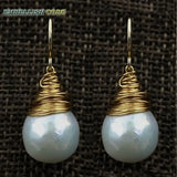 Baroque Pearl Dangle Earrings, Fire Ball Style