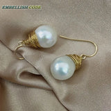 Baroque Pearl Dangle Earrings, Fire Ball Style