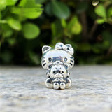 Dog Roller Skates Heart Dangle Bead Charms Silver Bracelet DIY Jewelry