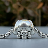 Dog Roller Skates Heart Dangle Bead Charms Silver Bracelet DIY Jewelry