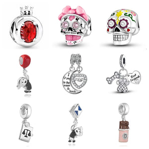 Skull Friendship Dangle Charm Bead for DIY Jewelry