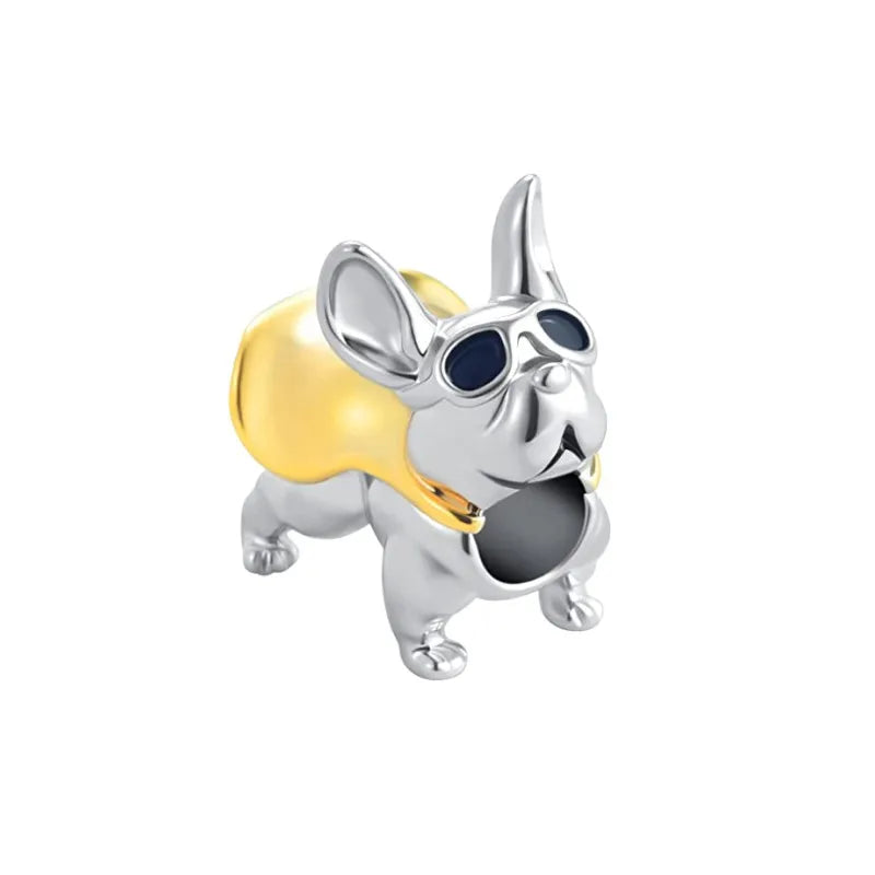 Heart Nanny Camera Dog Dangle Bead Silver Bracelet Charms DIY Jewelry