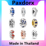 925 Silver Red Enamel Rose Spacer Charm CZ DIY Bracelet