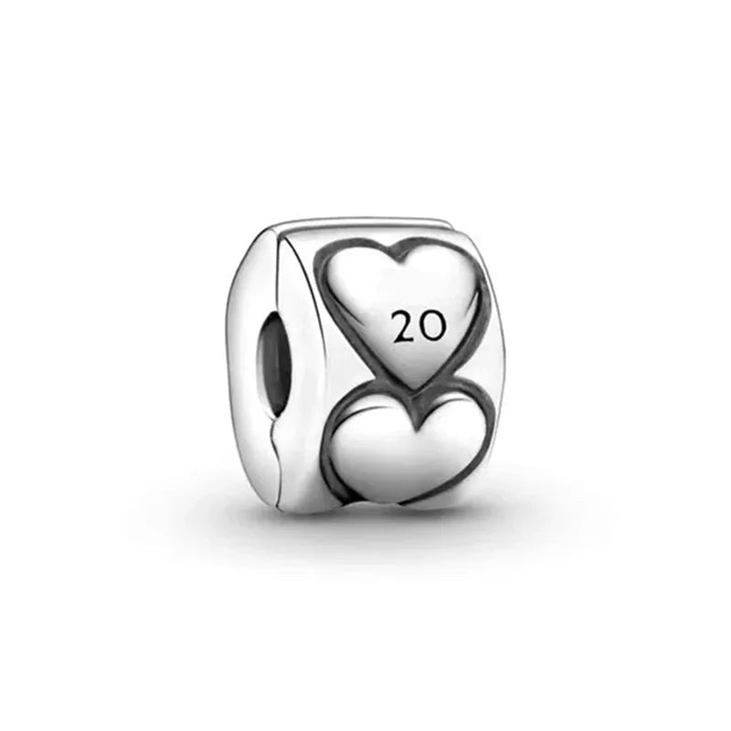 S925 Sterling Silver 20th Anniversary Clip Charm for DIY Bracelet Jewelry