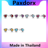 S925 Birthstone Eternity Circle Stud Earrings for Women