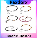 S925 Silver Leather Slider Pink Bracelet for Charm Jewelry