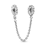 S925 Sterling Silver Daisy Flower Safety Chain Charm