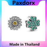 S925 Sterling Silver Daisy Flower Four-Leaf Clover Clip Charm