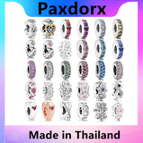 925 Silver CZ Pan Spacers Clip Bead Bracelet DIY