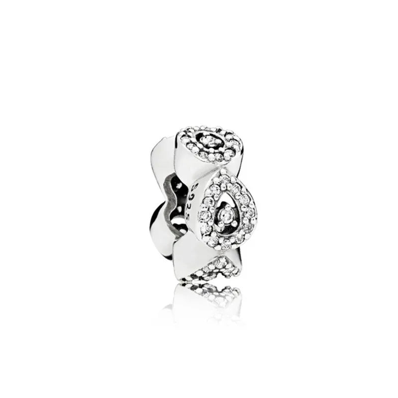 925 Silver CZ Pan Spacers Clip Bead Bracelet DIY