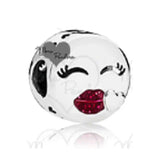 S925 Silver & Rose Crystal Christmas Charms Bead for Bracelet DIY
