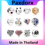S925 Silver & Rose Crystal Christmas Charms Bead for Bracelet DIY