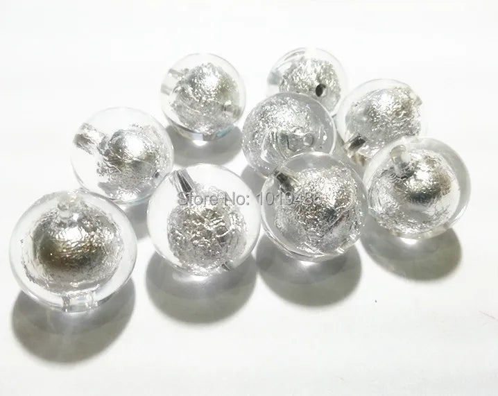 20mm Silver Foil Beads for Chunky Necklace Jewelry - 100pcs