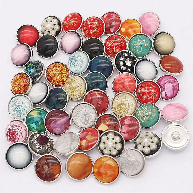 20pcs 20mm Metal Painted Resin Snap Button for 18mm Snaps Jewelry
