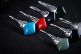 Elegant Silver Jade Marcasite Earrings for Women