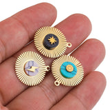 5pcs Stainless Steel Natural Stone Flower Charms Pendant for Jewelry Making