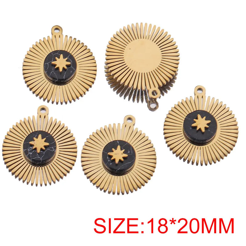 5pcs Stainless Steel Natural Stone Flower Charms Pendant for Jewelry Making