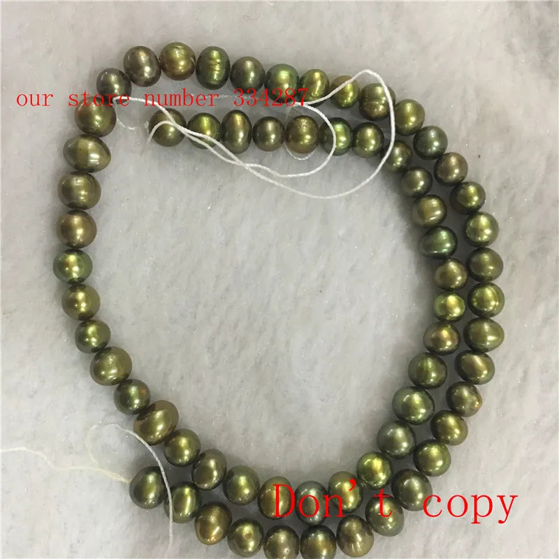 6-7mm Green Gray Freshwater Pearl Beads 14 inches