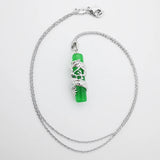 Green Jades Dragon Pendant, Exotic Cylinder Column Bead Inlaid, 1PCS
