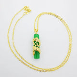 Green Jades Dragon Pendant, Exotic Cylinder Column Bead Inlaid, 1PCS