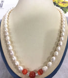 9-10mm Akoya Freshwater Pearl & Red Opal Necklace 18in