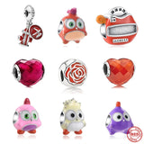 925 Silver Liuli Love Heart Beads Colorful Bird Charms Women Jewelry Gift