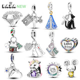 925 Silver Love Snowman Christmas Tree Pendant Charms for Women