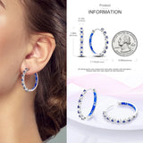 925 Silver Purple Zircon Double Hoop Earrings Heart Butterfly Flower Drop