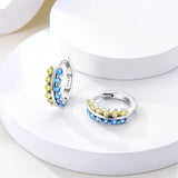 925 Silver Purple Zircon Double Hoop Earrings Heart Butterfly Flower Drop