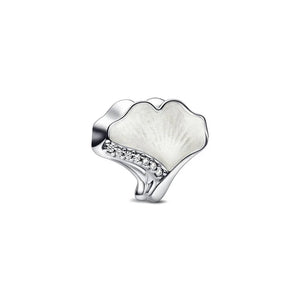 925 Silver Winter Snow Charm Ginkgo Biloba Beads Pendant