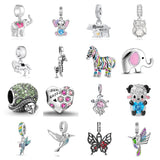 925 Sterling Silver Animal Dangle Charm Owl Bird Bead Pendant Bracelet DIY