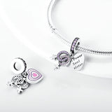 925 Silver Charm Bead Purple Zircon Sister Soulmate Pendant