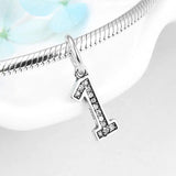 925 Silver Number Bead Charms 1-10 for DIY Bracelets Necklace