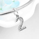 925 Silver Number Bead Charms 1-10 for DIY Bracelets Necklace