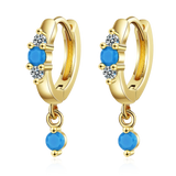 925 Silver Turquoise Crystal Zircon Earrings Woman Charm Jewelry