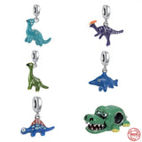 925 Silver Dinosaur Pendant Crocodile Charms for Bracelet DIY Jewelry