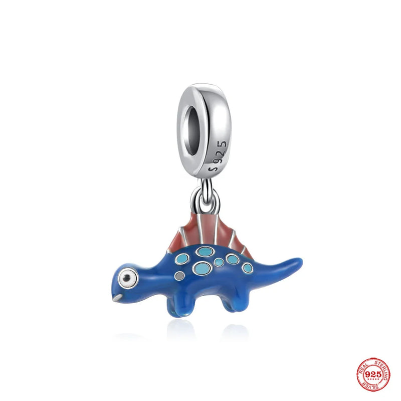 925 Silver Dinosaur Pendant Crocodile Charms for Bracelet DIY Jewelry
