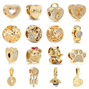 925 Silver Plated Heart Dog Paw Dangle Charm Bead for Bracelet Making