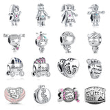 925 Silver Baby Carriage Feet Charm Bracelet DIY Jewelry