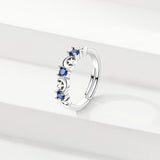 925 Silver Moon Sun Open Ring Zircon Adjustable Snake Ring