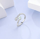925 Silver Moon Sun Open Ring Zircon Adjustable Snake Ring