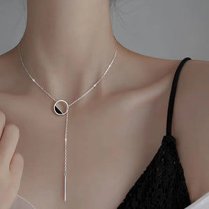 925 Silver Necklace Round Rectangle Choker Birthday Gift