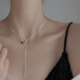 925 Silver Necklace Round Rectangle Choker Birthday Gift