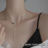 925 Silver Necklace Round Rectangle Choker Birthday Gift